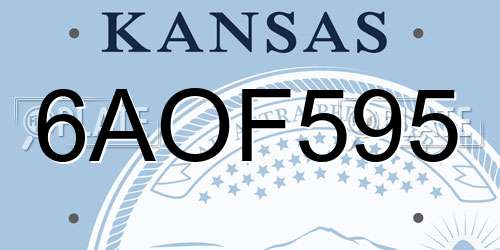 6AOF595 Kansas License Plate