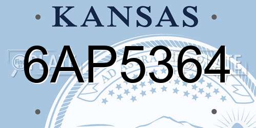 6AP5364 Kansas License Plate