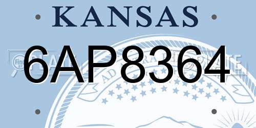 6AP8364 Kansas License Plate