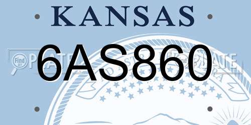 6AS860 Kansas License Plate
