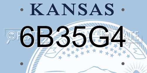 6B35G4 Kansas License Plate