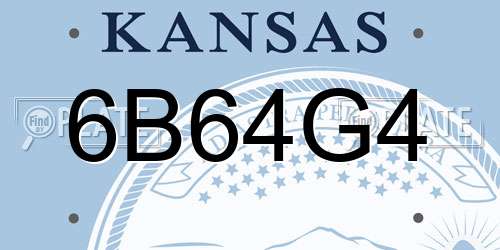 6B64G4 Kansas License Plate