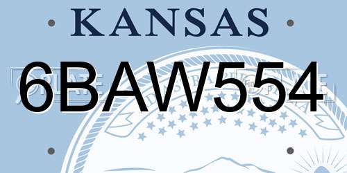 6BAW554 Kansas License Plate