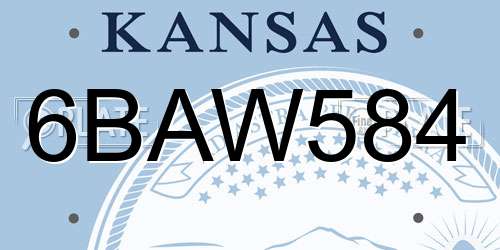 6BAW584 Kansas License Plate