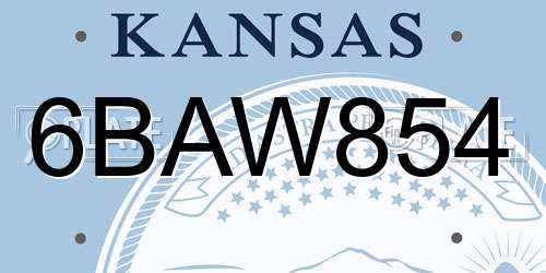 6BAW854 Kansas License Plate