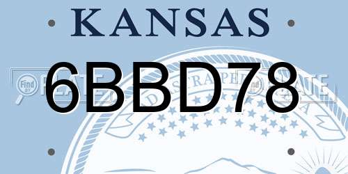 6BBD78 Kansas License Plate