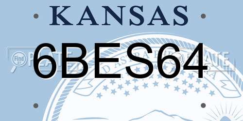 6BES64 Kansas License Plate