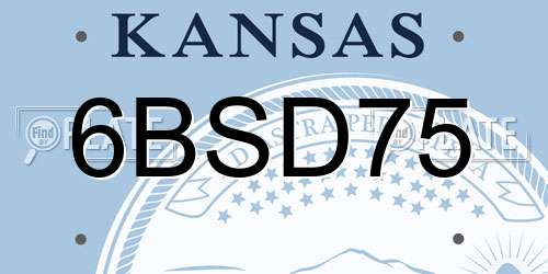 6BSD75 Kansas License Plate