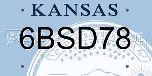 6BSD78 Kansas License Plate