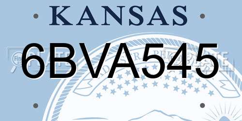 6BVA545 Kansas License Plate