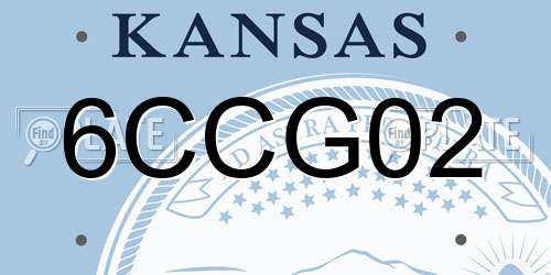 6CCG02 Kansas License Plate