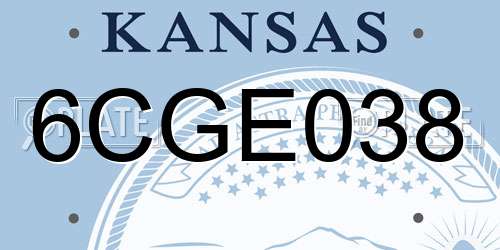 6CGE038 Kansas License Plate