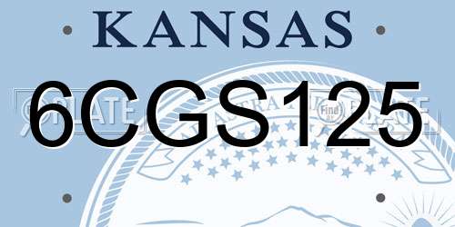 6CGS125 Kansas License Plate