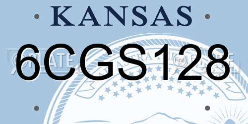 6CGS128 Kansas License Plate