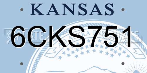6CKS751 Kansas License Plate
