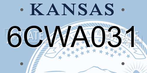 6CWA031 Kansas License Plate