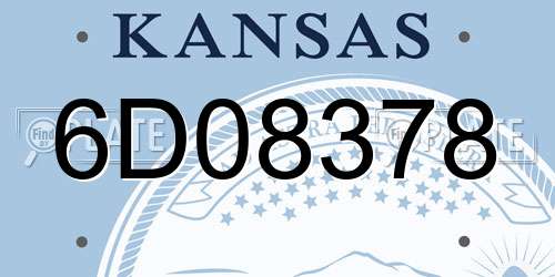 6D08378 Kansas License Plate