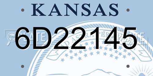 6D22145 Kansas License Plate