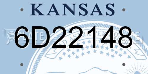 6D22148 Kansas License Plate