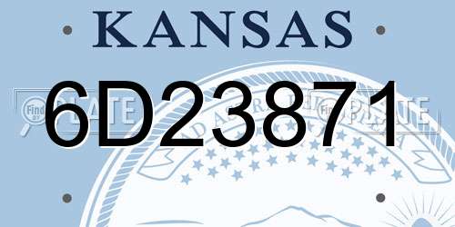 6D23871 Kansas License Plate