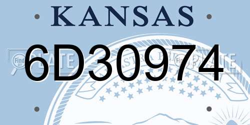 6D30974 Kansas License Plate