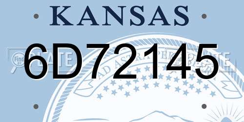 6D72145 Kansas License Plate
