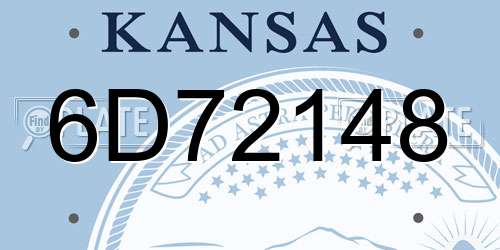 6D72148 Kansas License Plate
