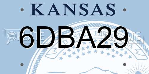 6DBA29 Kansas License Plate