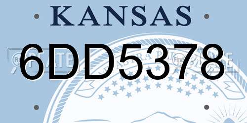 6DD5378 Kansas License Plate