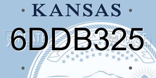 6DDB325 Kansas License Plate