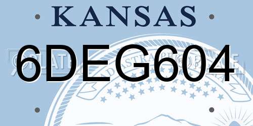 6DEG604 Kansas License Plate