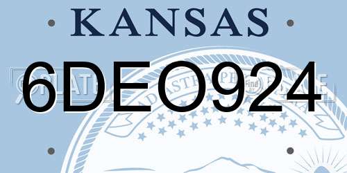 6DEO924 Kansas License Plate