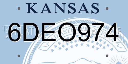 6DEO974 Kansas License Plate