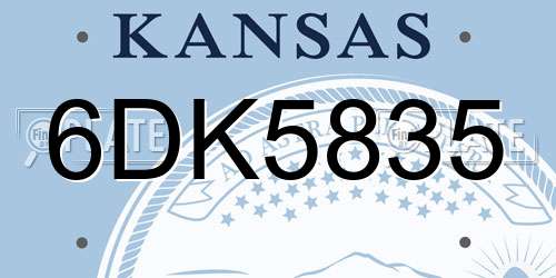 6DK5835 Kansas License Plate