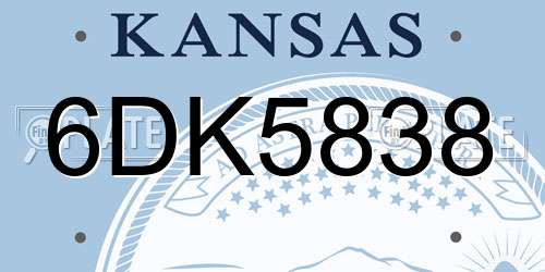 6DK5838 Kansas License Plate