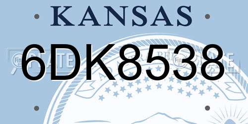 6DK8538 Kansas License Plate