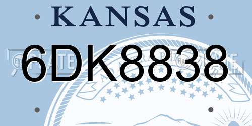 6DK8838 Kansas License Plate