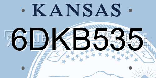6DKB535 Kansas License Plate