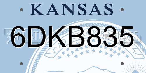 6DKB835 Kansas License Plate