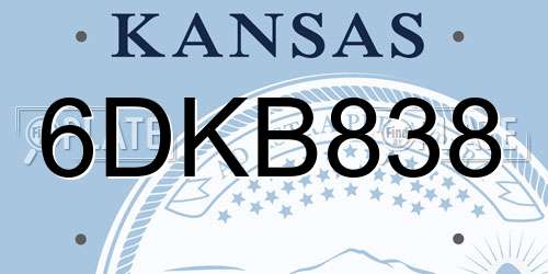 6DKB838 Kansas License Plate