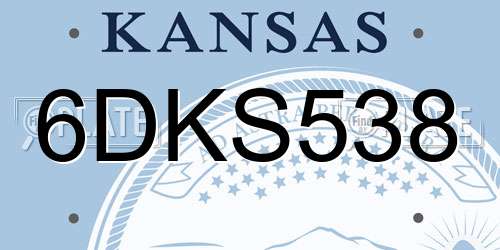 6DKS538 Kansas License Plate