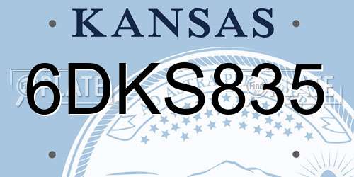 6DKS835 Kansas License Plate