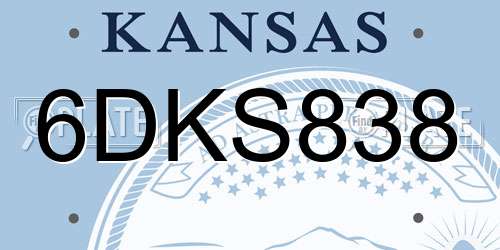 6DKS838 Kansas License Plate