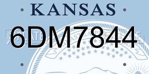 6DM7844 Kansas License Plate