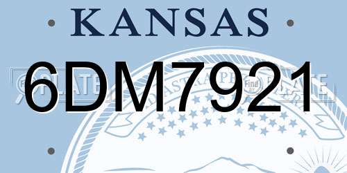 6DM7921 Kansas License Plate