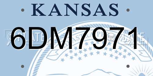 6DM7971 Kansas License Plate