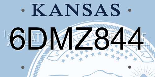 6DMZ844 Kansas License Plate
