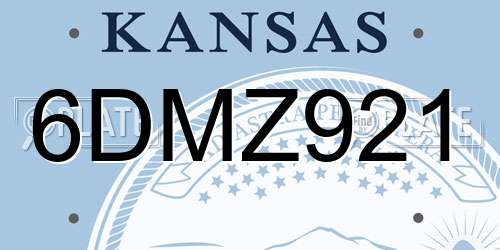 6DMZ921 Kansas License Plate