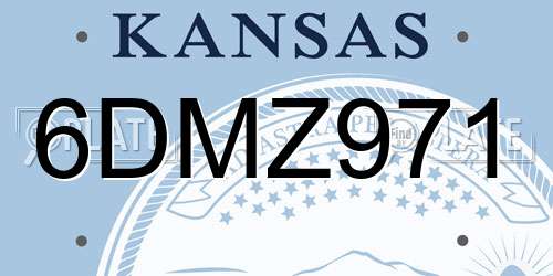 6DMZ971 Kansas License Plate