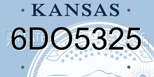 6DO5325 Kansas License Plate
